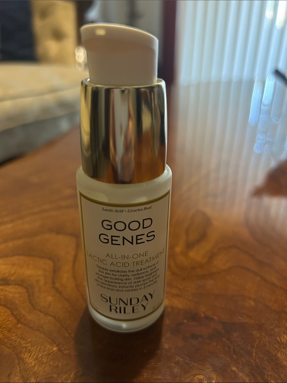 Sunday Riley Good Genes Lactic Acid Treatment - White & Gold Pump Bottle